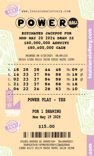2025 Sample 5-Board Powerball Ticket for NASCAR Powerball Playoff Promotion.