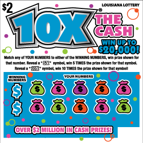 10x The Cash scratch-off from Louisiana Lottery