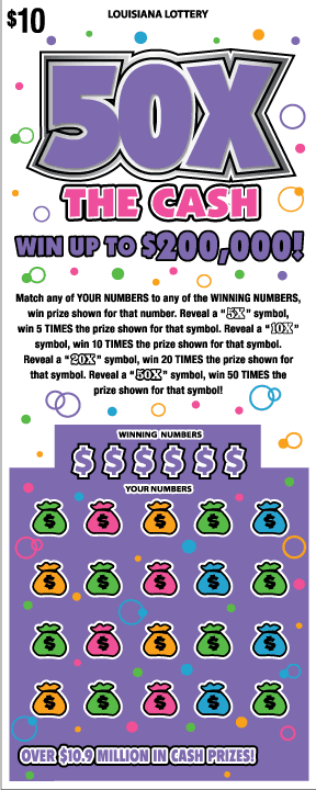 50x The Cash scratch-off from Louisiana Lottery
