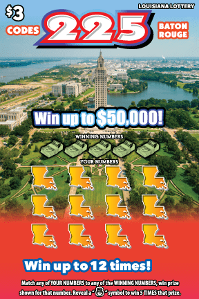 Area Codes scratch-off from Louisiana Lottery